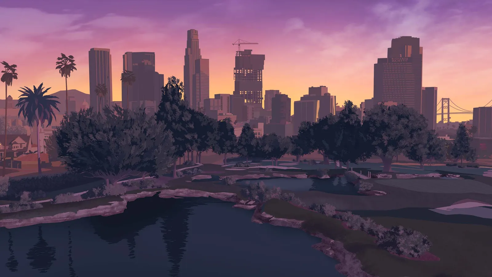 Atardecer sobre Los Santos en GTA V